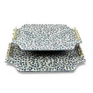 Plateau de service rectangulaire en nacre avec poignée pour les collations et les fruits, fabriqué directement au Vietnam - Product Image 2