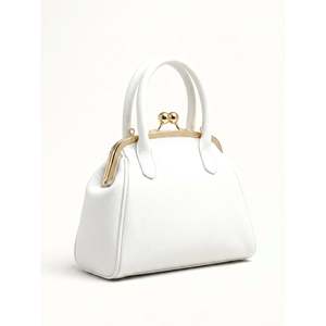 Bolsos de Noche de Cuero Genuino Dollaro, Bolso Estructurado Blanco, Capacidad 1L, Cierre de Solapa, Correa de Anillo, Hecho en Italia, AP IDEA MODA-26078D - Product Image 4