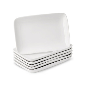 Logo personnalisé Plateaux de service en mélamine de 789 pouces Plateaux rectangulaires Plateaux de service blancs Ensemble d'assiettes en mélamine - Product Image 1