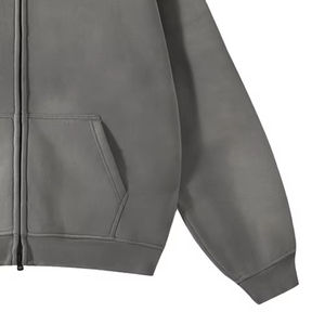 Sweat à capuche en molleton zippé surdimensionné pour hommes, poids lourd 100% coton, coupe régulière, logo personnalisé, sweats à capuche zippés à double effet soleil, vente en gros - Product Image 6