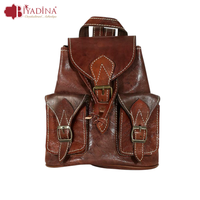 Sac à dos en cuir marocain durable et imperméable pour femmes étudiantes, grande capacité, multifonctionnel, sac de randonnée et de voyage en cuir véritable