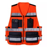 Gilet de sécurité personnalisé pour ingénieur, multi-poches, haute visibilité, orange de sécurité, uniforme de garde, 100% polyester maille