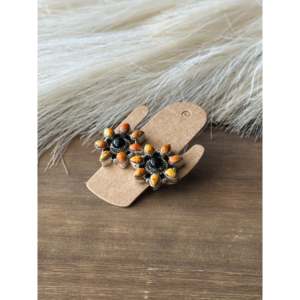 Southwest Handmade Multi Stone <b>Sterling</b> <b>Silver</b> Flower <b>Stud</b> <b>Earrings</b> - Product Image 4