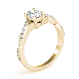 Solitaire de diamant taille ovale et ronde avec bague de fiançailles torsadée de style accent pour les femmes - Product Image 2