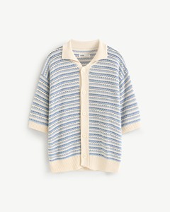 Men's Autumn High Quality <b>Short</b>-<b>Sleeve</b> Striped Cotton Knit <b>Sweatshirt</b> Loose Fit Embroidered Collar Custom Private Logo Heavy - Product Image 1