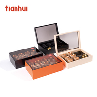 Boîte cadeau magnétique de luxe Tianhui, emballage en papier imitation cuir avec couvercle en acrylique transparent pour l'emballage de coffrets cadeaux de thé
