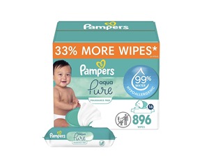 Pampers Aqua Pure Lingettes pour bébé non parfumées 896 Count Down Therepop Top Packet - Product Image 5