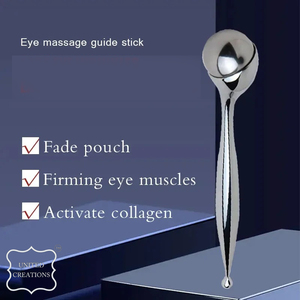 Venta al por mayor de un solo lado recto en forma de pluma cara Gua Sha rodillo de Metal de acero inoxidable cara rodillo para el cuidado de la piel acero inoxidable - Product Image 4