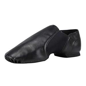 Chaussures de jazz FEZMAX WEAR en cuir véritable noir avec semelle intermédiaire en PU et doublure en coton pour la danse, la gymnastique, les baskets - Product Image 1