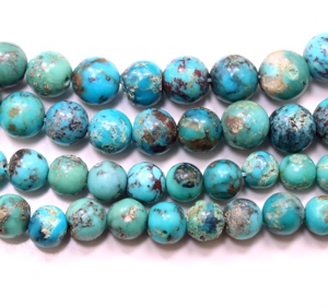 Cuentas de forma redonda Lisa turquesa de Arizona, cuentas de piedras preciosas turquesas naturales, 7X11MM, fabricación de joyas de 16 pulgadas - Product Image 3