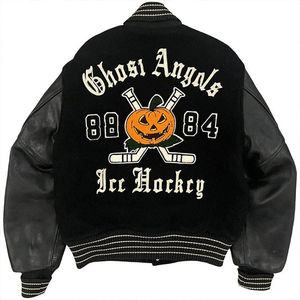 <b>Men</b> Baseball <b>Jacket</b> Manufacturer New Fashion winter <b>jacket</b> Leather Towel Embroidery Custom <b>Casual</b> Black Letterman Varsity <b>Jacket</b> - Product Image 3