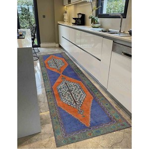 Vintage Turkish <b>Rug</b>: Purple Anatolian Design, Machine Washable Printed <b>Rug</b>,<b>Chenille</b> <b>Rug</b> - Product Image 4