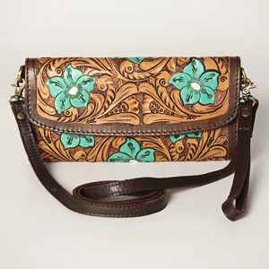 Fabricant de sac à bandoulière occidental usiné à fleurs Vintage de haute qualité Sac à bracelets en cuir véritable de grande capacité pour femmes - Product Image 2