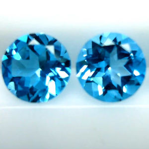 พลอยบุษราคัมสีฟ้าสวิสที่งดงาม6มม. ถึง10มม. ทรงกลมหลวมมีค่าสวิสสีฟ้าบุษราคัมตัดเหลี่ยมเพชรพลอยของขวัญสำหรับเธอ - Product Image 4