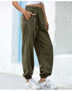 Women's <b>Winter</b> <b>Thick</b> High-Waisted Elastic Waist Cotton Fleece Loose Fit Jogging Stacked <b>Leggings</b> Jogger Sweat Pants - Product Image 4