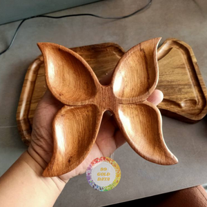 Bandeja de Madera Hecha a Mano al por Mayor, Forma de Mariposa/Hoja/Flor/Piña/Pez, Bandeja de Servicio de Madera Natural, Decoración Ecológica - Product Image 1