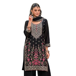 Dhwaja Export Real Chinon Broderie Travail Salwar Kameez Indian & Pakistanais Party Wear Ready-Made Quick Dry All Seasons - Product Image 1