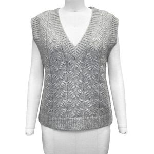 Pull en laine d'alpaga et polyester personnalisé pour femme Rose Knitting FW23, épais, respirant, anti-rides, décontracté, à manches longues, col en V, pour l'hiver - Product Image 1
