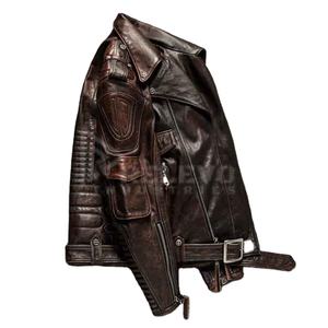 เสื้อแจ็คเก็ตหนังแท้สำหรับผู้ชายสไตล์คอเปอร์เซียน แนวสตรีทแฟชั่น สำหรับฤดูหนาว สีน้ำตาลล้วน แบบเรียบง่าย พร้อมบริการดรอปชิปปิ้ง - Product Image 4