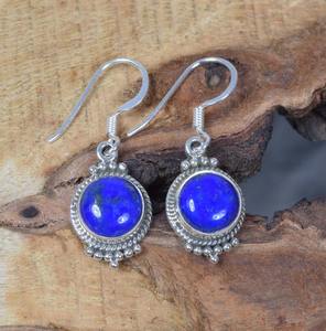 Boucles d'oreilles en pierres précieuses Lapis Lazuli femmes bijoux de mode 925 boucles d'oreilles en argent Sterling massif pour femmes filles boucles d'oreilles en argent - Product Image 3