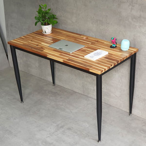 Antique Industrial Design 120x60cm Acacia <b>Solid</b> <b>Wood</b> <b>Desk</b> with Iron Legs Durable HBCN027 CONE II System for Bedroom Office Use - Product Image 2