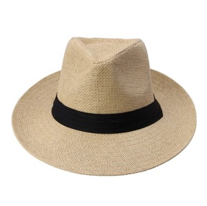 Caliente moda verano Casual Unisex playa Trilby ala grande Jazz sol sombrero Panamá sombrero papel paja mujeres hombres gorra con cinta negra - Product Image 1