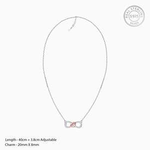<b>Rose</b> Gold <b>Infinity</b> Heart Pendant Necklace with Diamond Zircon Studded 14K 18K 925 Silver Geometric Design Rhodium Plated - Product Image 3