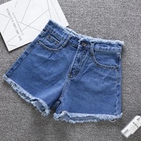 Celana pendek Jeans musim panas wanita, celana pendek Denim desain kustom Premium baru untuk wanita