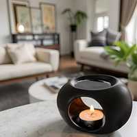 Diffuseur d'huiles essentielles en céramique écologique fait main, brûleur d'encens, lampe chauffe-bougie électrique/non électrique, lampe à parfum