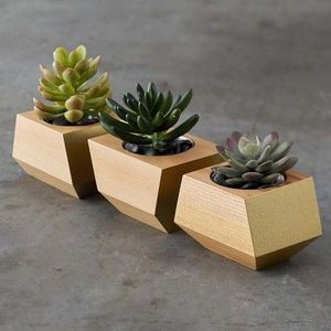 TQC Modern Handmade Solid Wood Customizable Triangle Shape Christmas Gift Flower Vase Planter Pot <b>Box</b> - Product Image 6