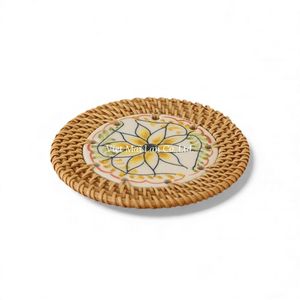 Natural Rattan Coaster Handmade In Vietnam For Cup Mug And Glass <b>Table</b> <b>Protection</b> From Vietnam - Product Image 1