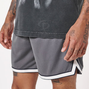 Pantalones cortos deportivos personalizados para hombre con patrón sólido, ropa de tela de malla con cintura elástica - Product Image 6