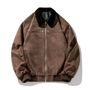 2025 Custom 400G Heavy Suede <b>Jacket</b> for <b>Men</b> <b>Corduroy</b> Lapel Splicing Fashion Vintage Soft Shell Leather <b>Jacket</b> <b>Men</b> - Product Image 5