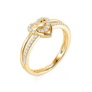 Bague de promesse Jeulia plaquée or rose à double rangée de cœurs entrelacés - Product Image 2