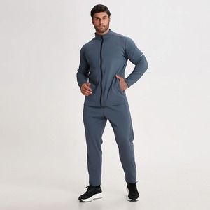 Vente chaude Loisirs Col Debout Poche À Fermeture Éclair Deux Pièces Costume Conception Réfléchissante Survêtement Extérieur Hommes - Product Image 3
