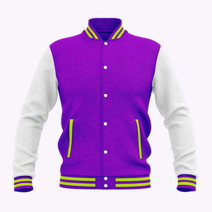 Chaqueta universitaria con logotipo personalizado de talla grande para hombre Chaqueta universitaria de lona en blanco con diseño sin cuello Chaqueta con letras al por mayor para hombre - Product Image 6