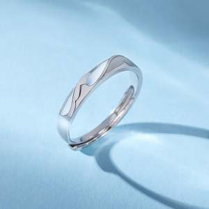 Jeulia Glowing Rhodium Plated Sterling <b>Silver</b> Men's <b>Band</b>-Trendy Hiphop Engagement <b>Ring</b> - Product Image 6