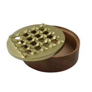 <b>Metal</b> Ashtray Shiny <b>Grid</b> Rounded Ashtray - Product Image 2