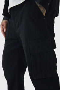 Nouveau pantalon de survêtement cargo utilitaire tendance pour hommes avec poches cargo avant et latérales, taille mi-haute, couleur unie, coupe jogger - Product Image 5