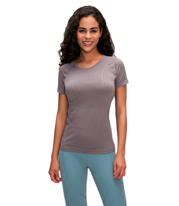 OEM logotipo personalizado cortado mujeres Yoga Top sin costuras gimnasio entrenamiento deportes camiseta para mujeres - Product Image 6