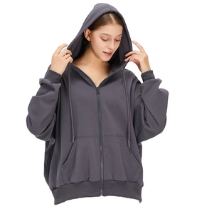 Chaqueta deportiva informal de algodón 100% para mujer con Capucha con cordón personalizado, venta al por mayor, logotipo frontal tejido no tejido de invierno - Product Image 1