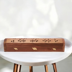 Quemador de Incienso Religioso de Madera con Incrustaciones de Elefante, Tapa con Ventilación Tallada para un Flujo de Humo Suave, Ecológico, Duradero, para Uso Diario con Agarbatti - Product Image 3