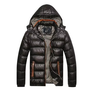 Chaqueta Acolchada con Capucha Azul para Hombre, Chaqueta Acolchada Cálida de Invierno, Ropa Casual para Exteriores - Product Image 3
