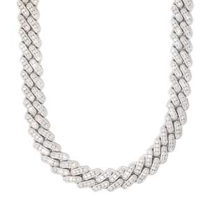 Hip Hop Jewelry Solid 925 Sterling Silver VVS1 2 <b>Rows</b> Moissanite Diamond Iced Out Cuban Link Chain Necklace - Product Image 3