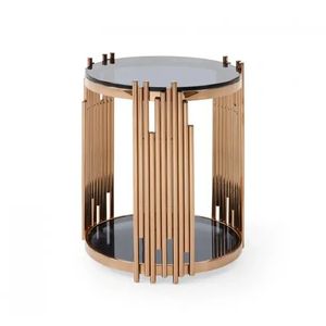 Mesa de centro moderna de acero inoxidable de fabricación india con vidrio para salas de estar contemporáneas disponible para cantidad a granel - Product Image 1