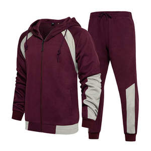 Hot Selling Adult Contrast Color Long Sleeve <b>Hoodie</b> and Pants Joggers Two Pieces <b>Men</b> Casual Tracksuit Sets - Product Image 2