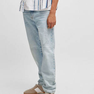 กางเกงยีนส์ผู้ชายสีพื้นสวมใส่สบายสไตล์ลำลองสำหรับขาย / กางเกงยีนส์ผู้ชายทรงเข้ารูปทันสมัย - Product Image 3