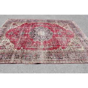 Alfombra turca Vintage rojo Beige 7,3X9,7 pies diseño de retazos de lana de área grande para pasillo dormitorio látex para sala de estar cabecera - Product Image 2