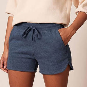 Shorts décontractés taille haute pour femme avec cordon de serrage, shorts d'été en coton doux, shorts de sport athlétiques avec poches, vente en gros - Product Image 5