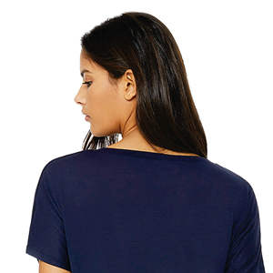 Poly 65% Viscose 32 Single 35% Oz Navy Womens เสื้อยืดคอวี,เสื้อยืดคอวีที่โค้งงอเล็กน้อยผ้าฝ้ายขอบล่าง3.7 - Product Image 6